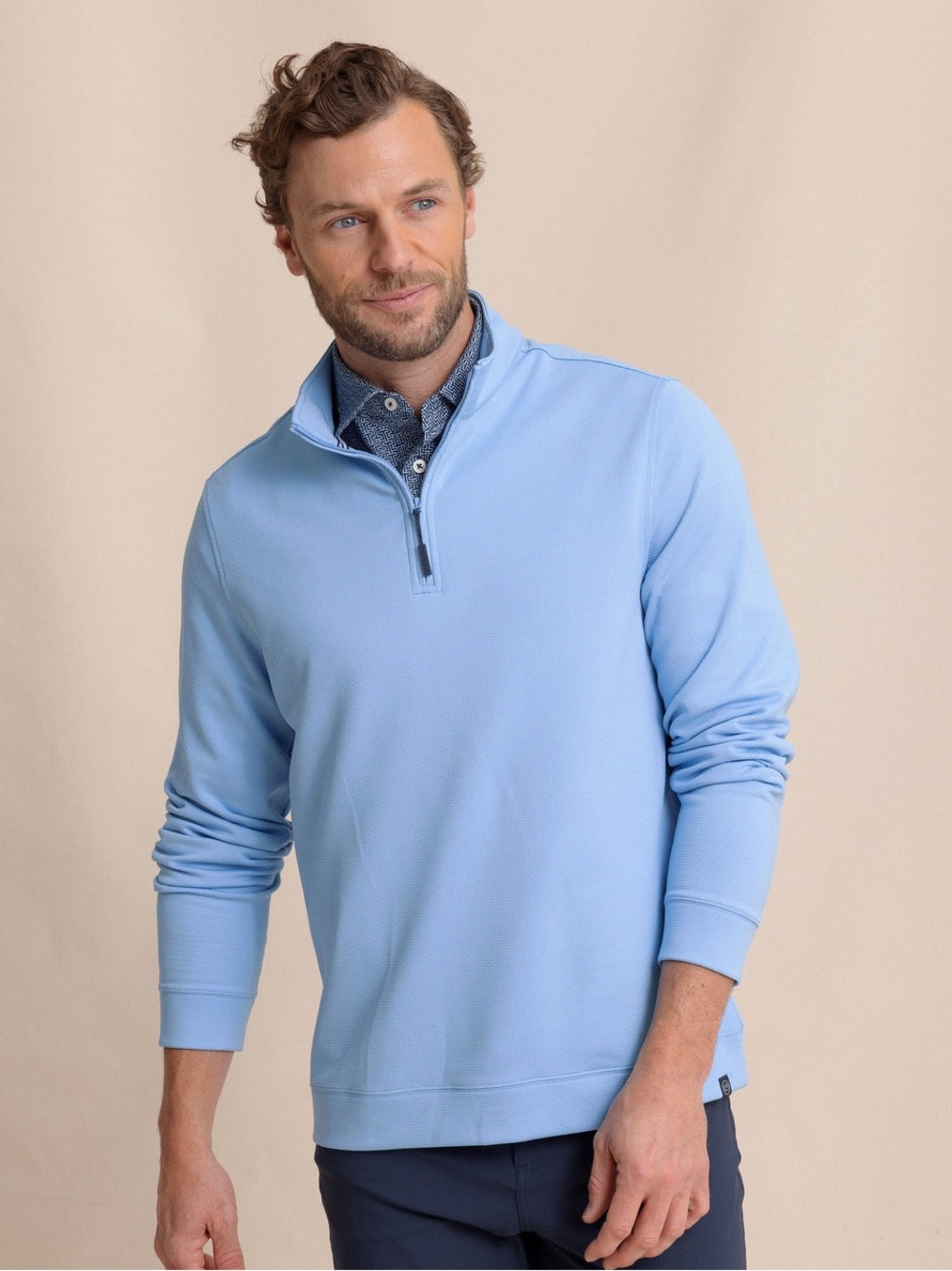 NWT Southern Tide Men’s L Schooner Quarter Zip in Ocean Channel Blue